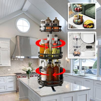 Περιστρεφόμενος μεταλλικός οργανωτής αποθήκευσης 360° (3 στρώματα) | SPINSTORE